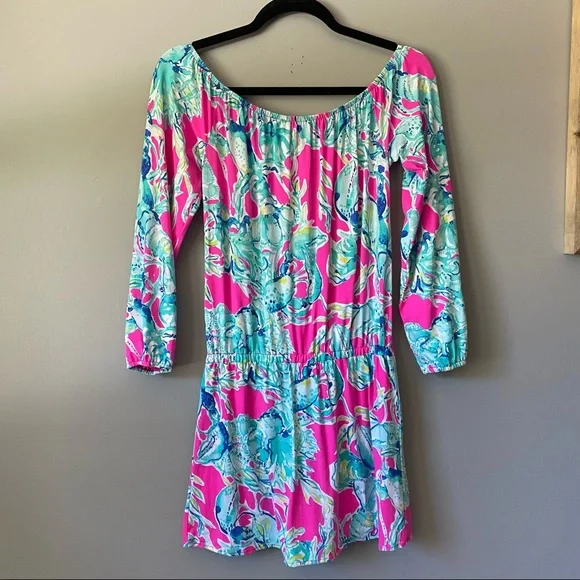 Lilly Pulitzer Lana Skort Romper Razberry Lobsters In Love - Picture 5 of 7